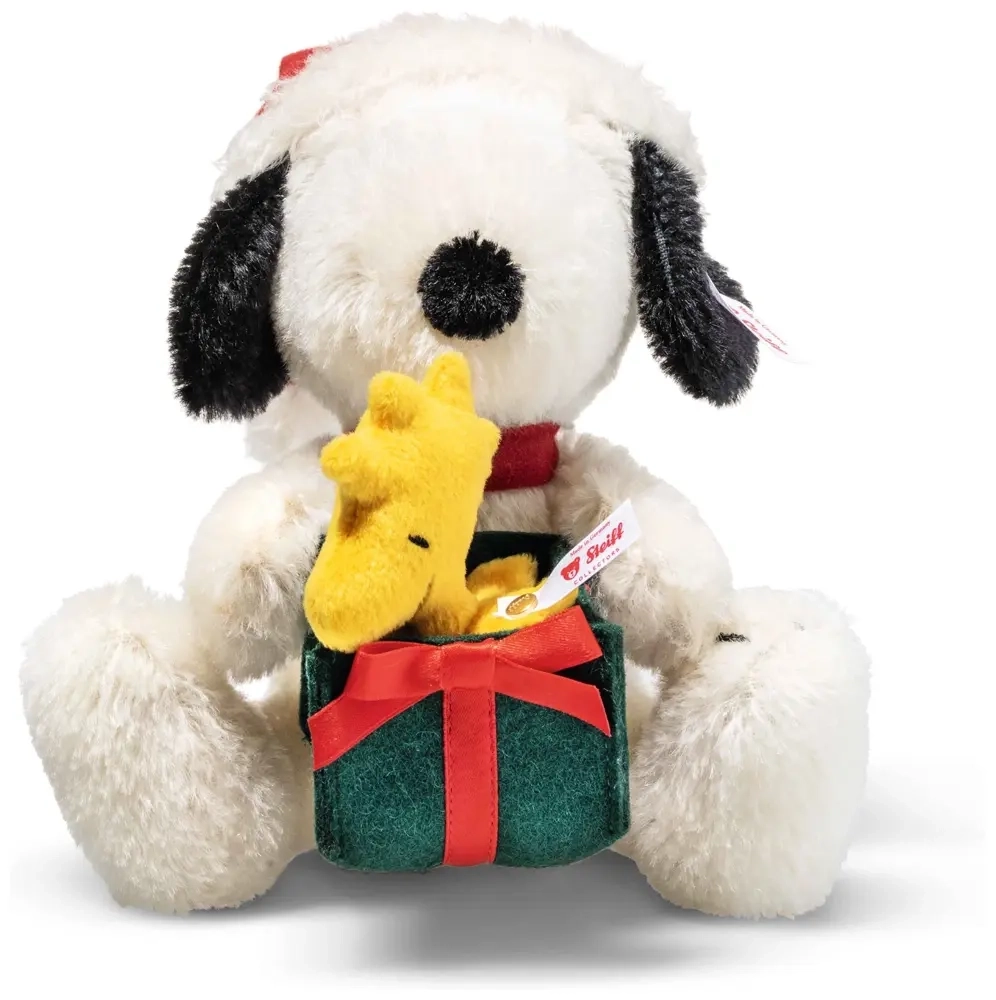 Peanuts Plüschtier Snoopy mit Woodstock - Weihnachtsedition - 16 cm