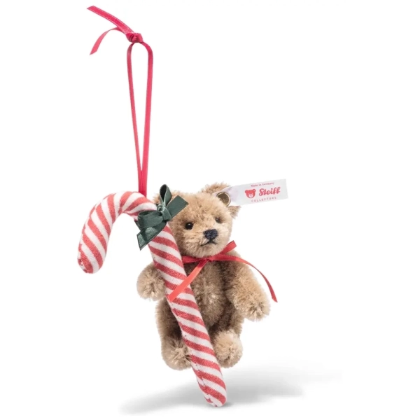 Teddybär mit Zuckerstange Ornament - 8 cm