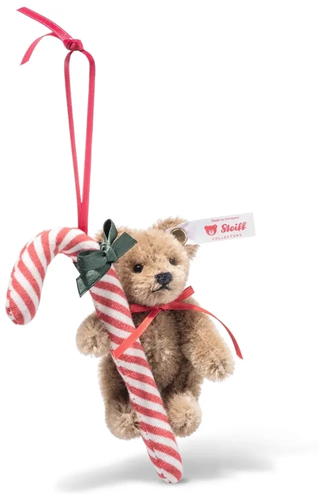 Teddybär mit Zuckerstange Ornament - 8 cm