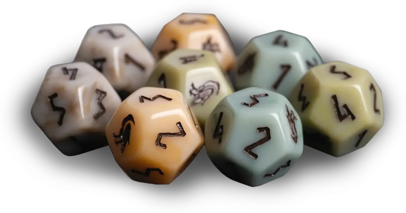 Legend in the Mist RPG - River Pebble Dice - 8 Würfel