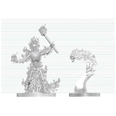 D&D Nolzur's Marvelous Miniatures: Flaming Skeleton & Flameskull - Unbemalt