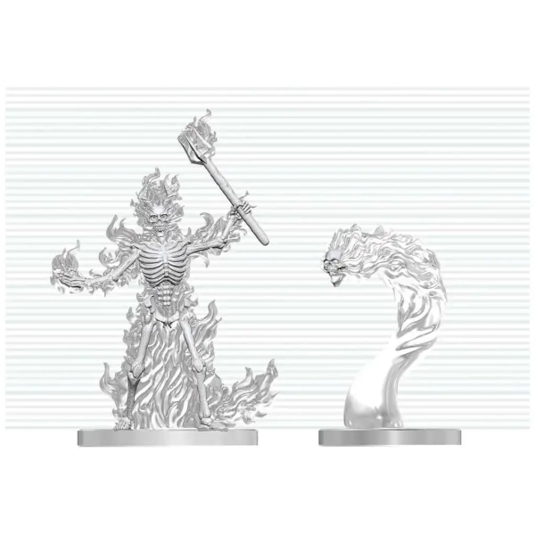 D&D Nolzur's Marvelous Miniatures: Flaming Skeleton & Flameskull - Unbemalt