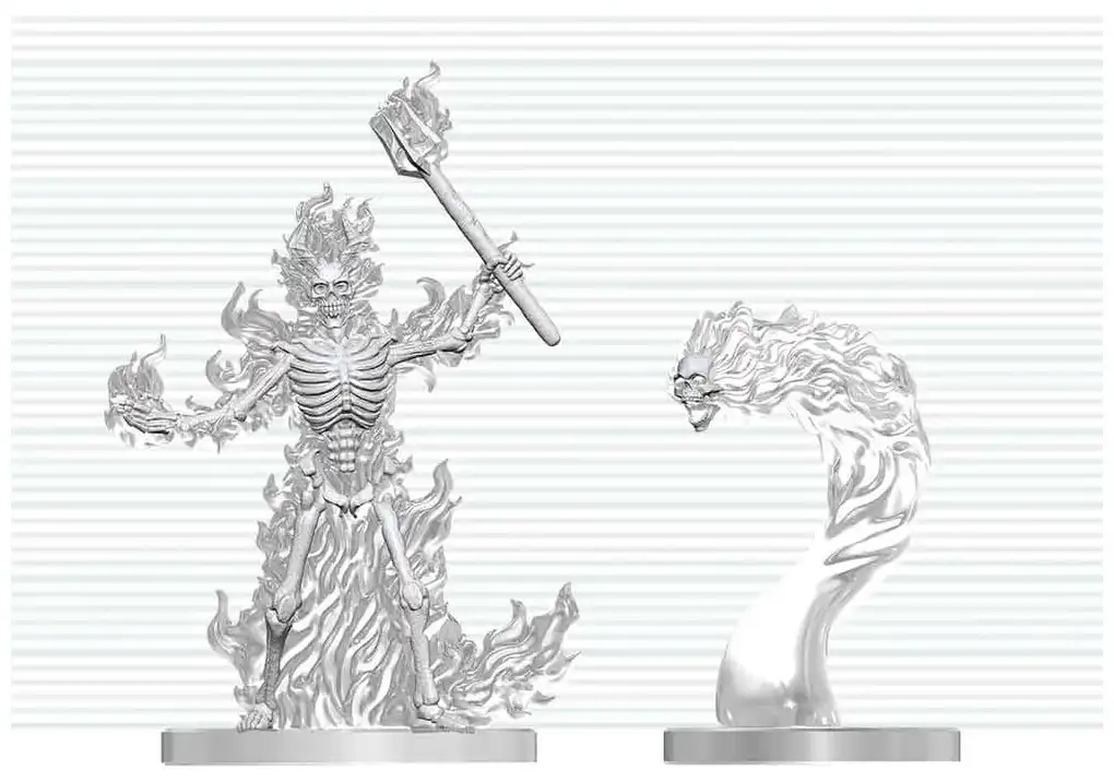 D&D Nolzur's Marvelous Miniatures: Flaming Skeleton & Flameskull - Unbemalt