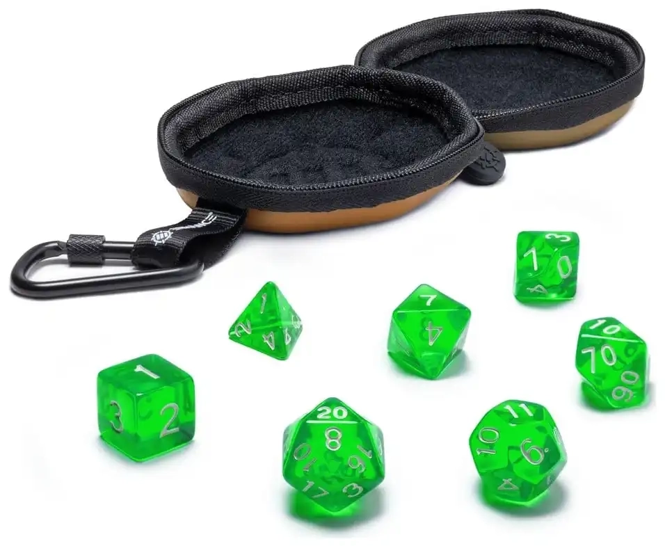 RPG-Würfelset mit Etui - Dragon Grün - 7 Würfel