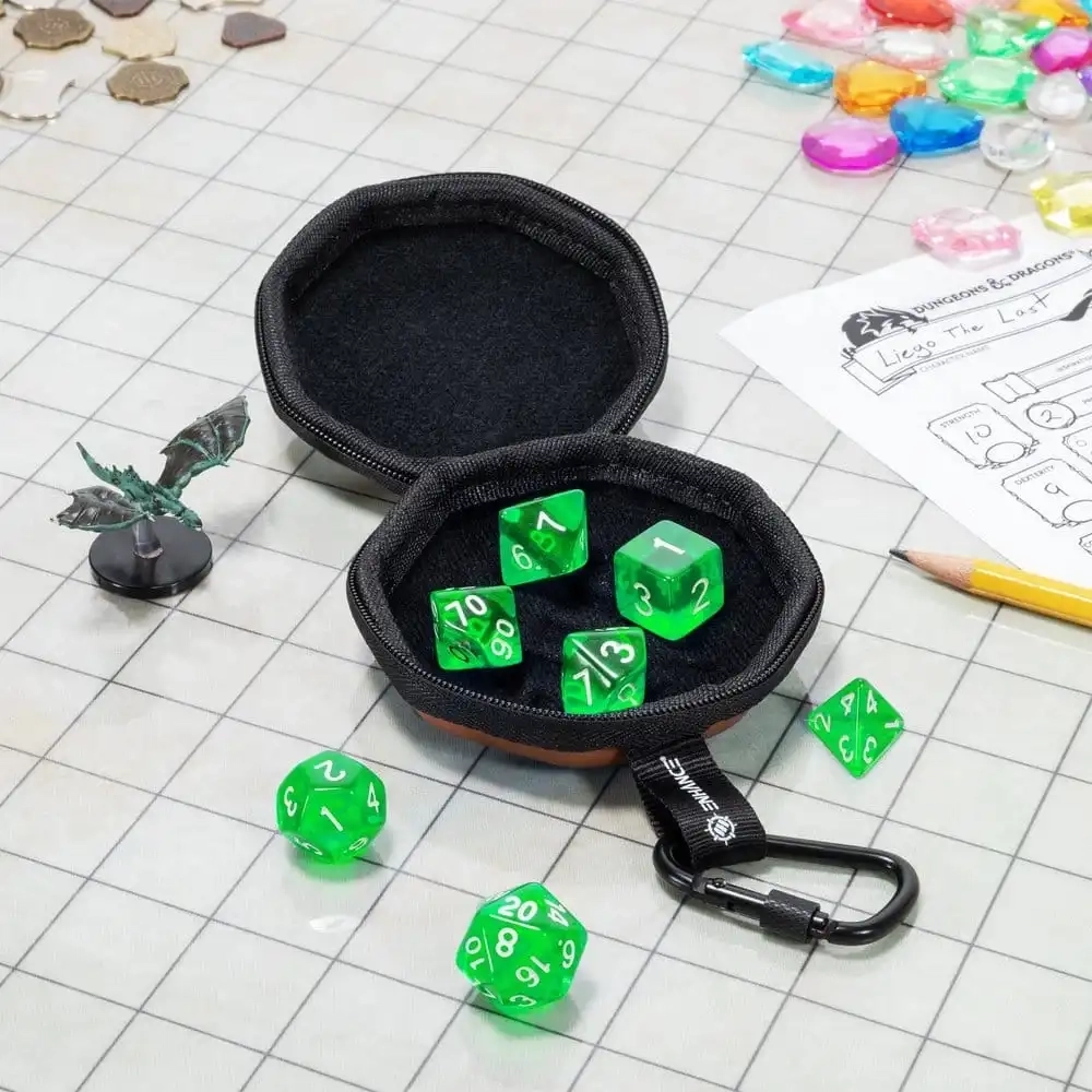 RPG-Würfelset mit Etui - Dragon Grün - 7 Würfel