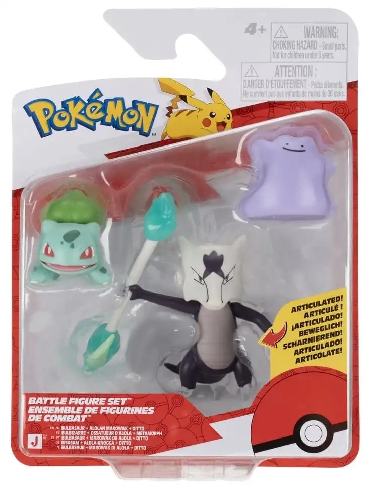 Pokémon Battle Figure Set - Bisasam, Ditto & Alola-Knogga - 3er-Pack
