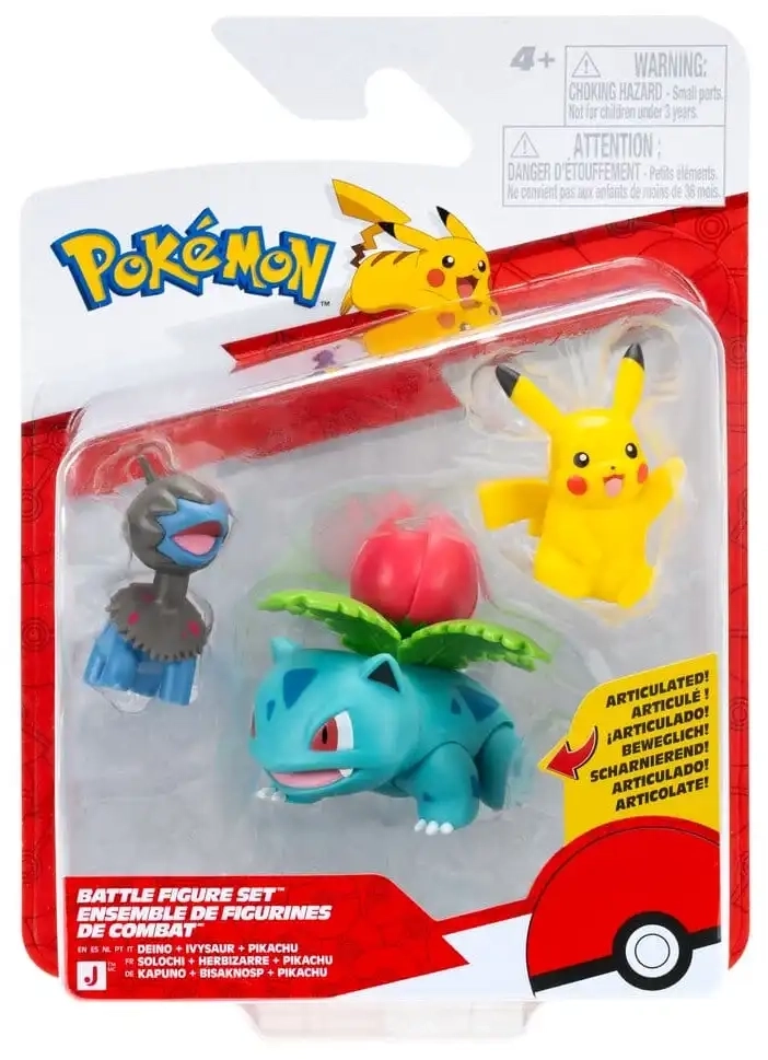 Pokémon Battle Figure Set - Pikachu, Kapuno & Bisaknosp - 3er-Pack