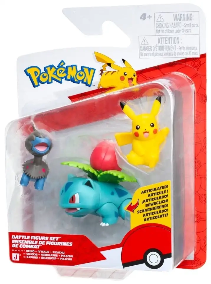 Pokémon Battle Figure Set - Pikachu, Kapuno & Bisaknosp - 3er-Pack