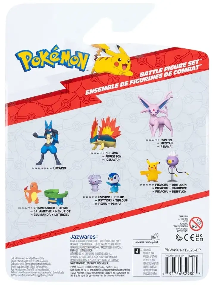 Pokémon Battle Figure Set - Pikachu, Kapuno & Bisaknosp - 3er-Pack