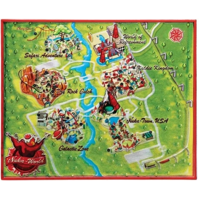 Fallout Replik Metal Map Nuka-World - Limited Edition - 16 x 13 cm