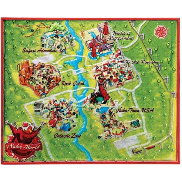 Fallout Replik Metal Map Nuka-World - Limited Edition - 16 x 13 cm