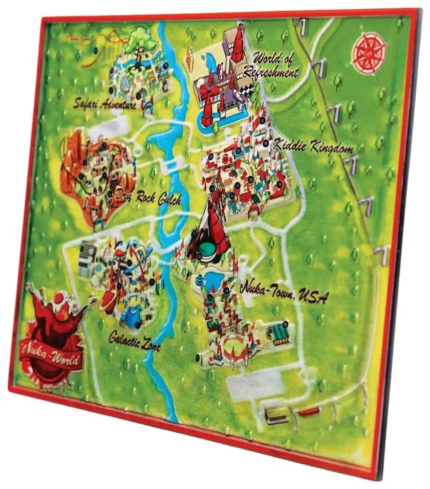 Fallout Replik Metal Map Nuka-World - Limited Edition - 16 x 13 cm