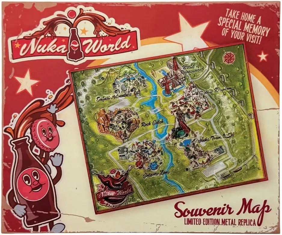 Fallout Replik Metal Map Nuka-World - Limited Edition - 16 x 13 cm