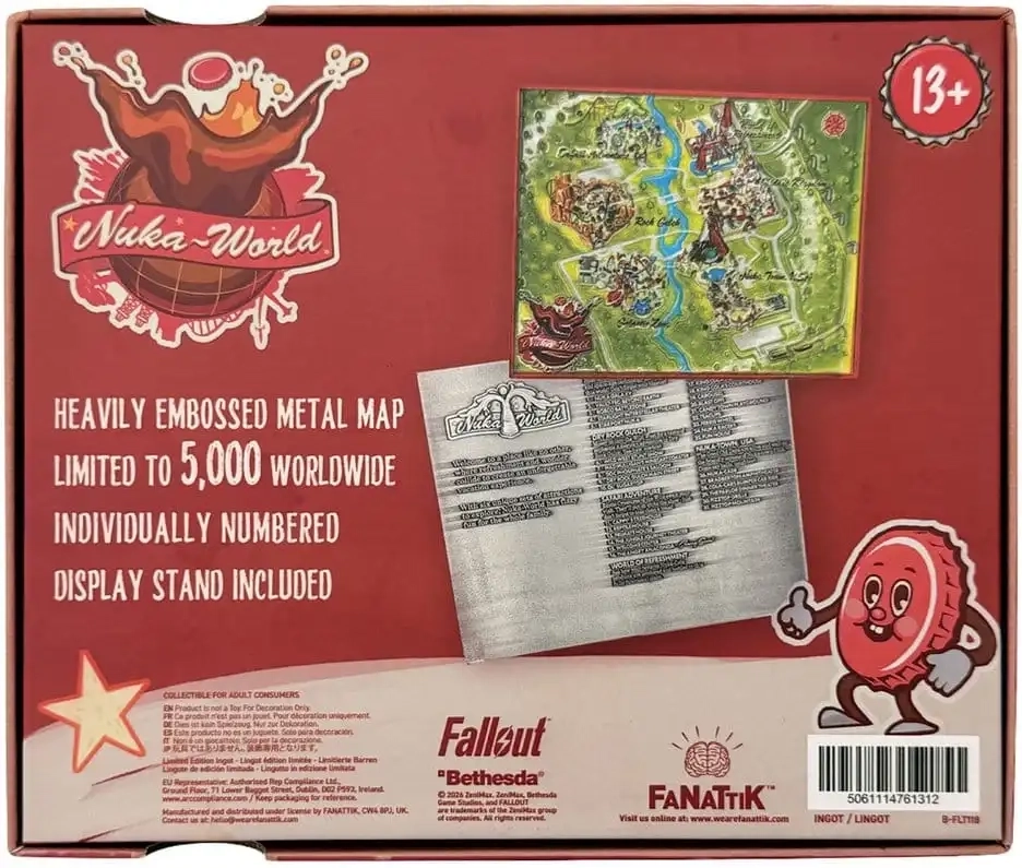 Fallout Replik Metal Map Nuka-World - Limited Edition - 16 x 13 cm