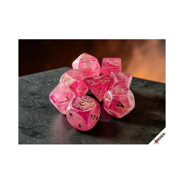 Lab Dice Shimmer RPG-Würfelset - Ignis/Gold - 7 Würfel + Bonuswürfel