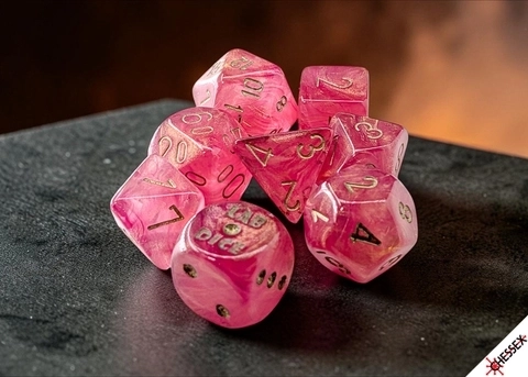 Lab Dice Shimmer RPG-Würfelset - Ignis/Gold - 7 Würfel + Bonuswürfel