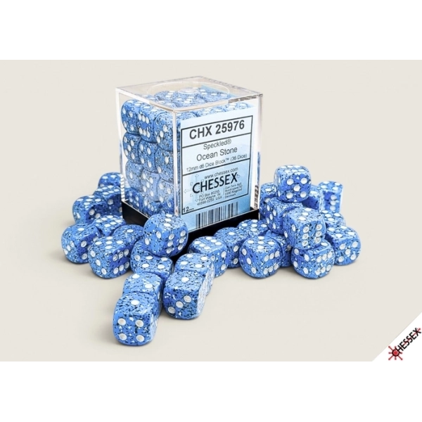 Speckled Ocean Stone Würfelset - 12 mm - 36 W6