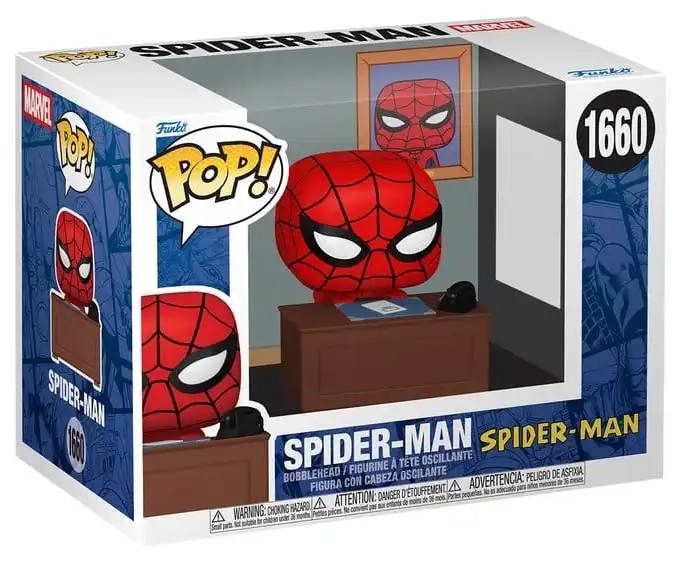 Funko POP! Premium Marvel - Spider-Man mit Schreibtisch - Meme - 9 cm