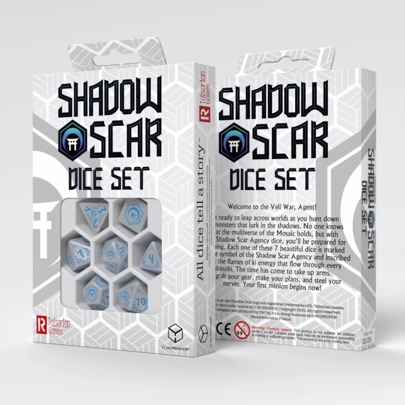 Shadow Scar Dice Set - White & Blue