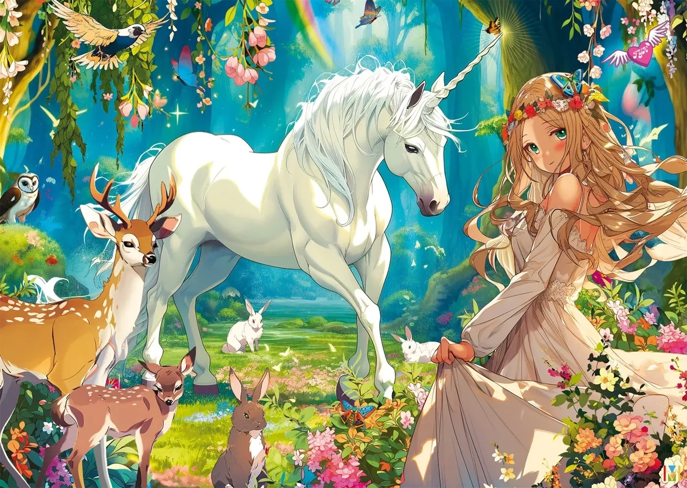 Einhorn und Blütenprinzessin