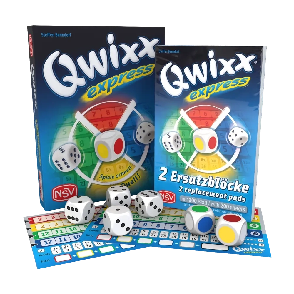 Qwixx Express - Ersatzblöcke - 2 x 100 Doppelseiten - DE