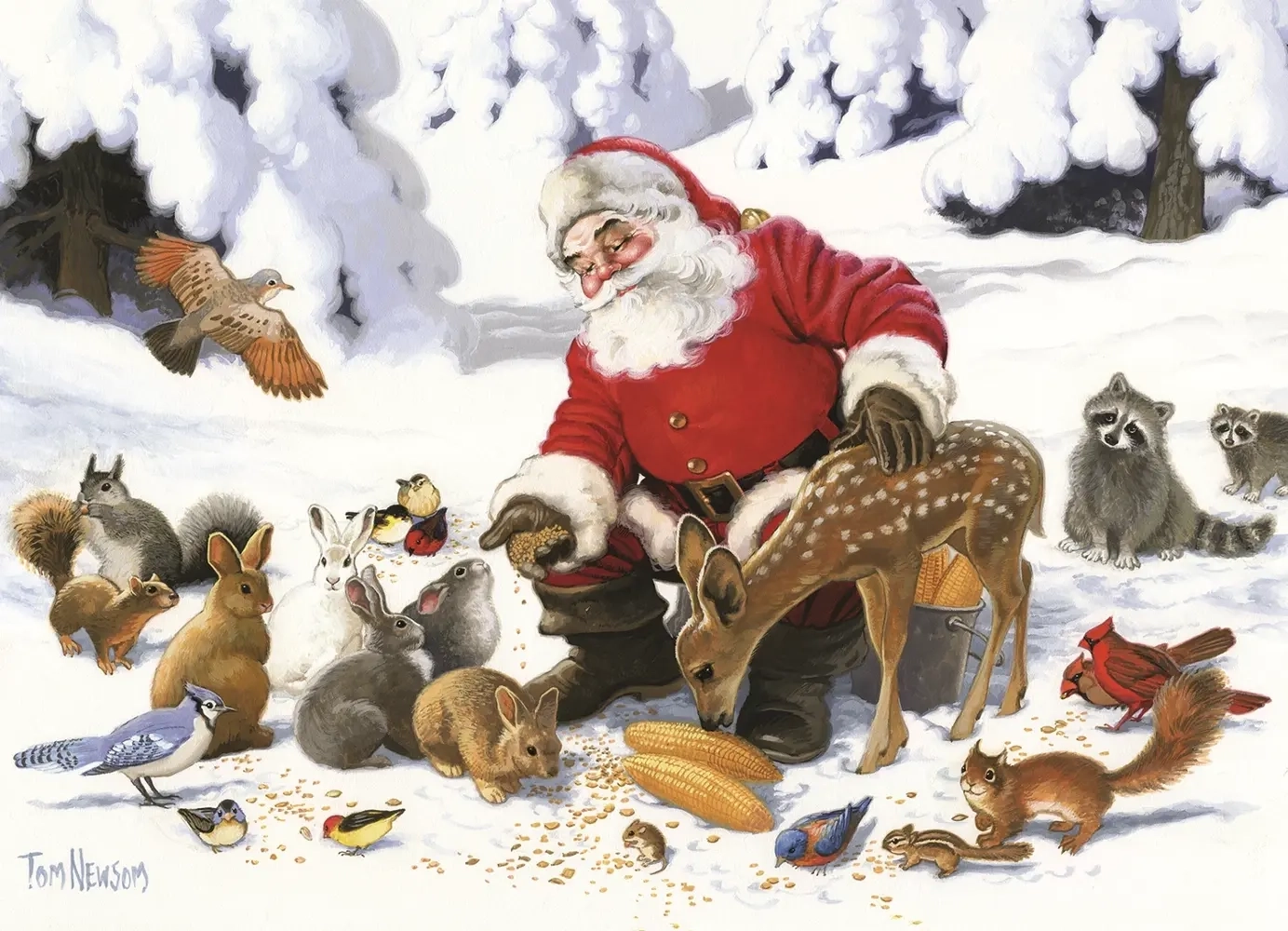 Weihnachtsmann und seine tierischen Freunde