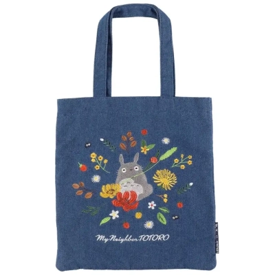 Mein Nachbar Totoro Tragetasche - Denim Totoro & Flower Wreath