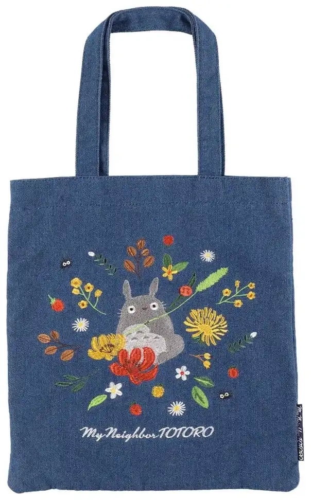 Mein Nachbar Totoro Tragetasche - Denim Totoro & Flower Wreath