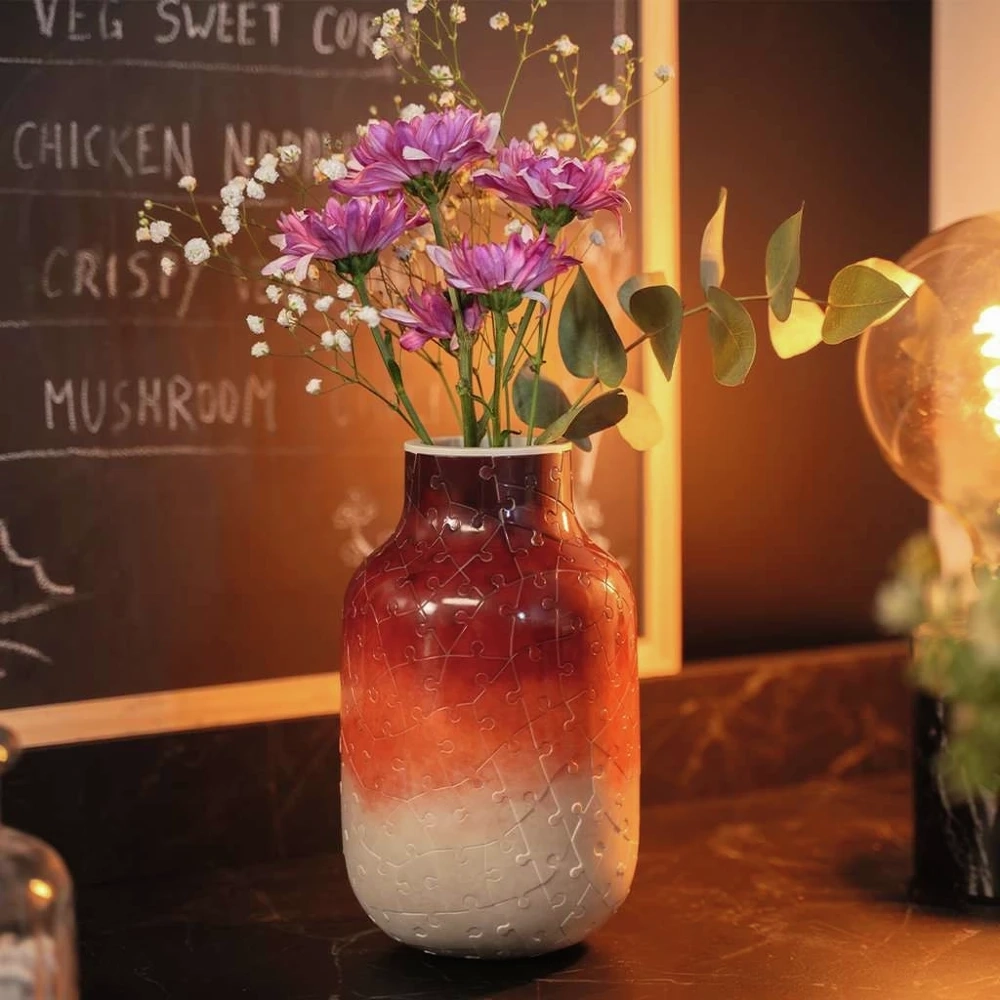 3D Puzzle Vase - Gradient Brick-Red