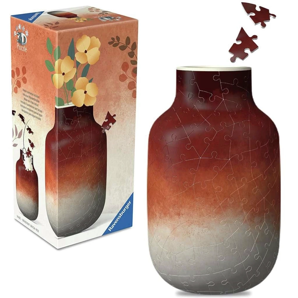 3D Puzzle Vase - Gradient Brick-Red