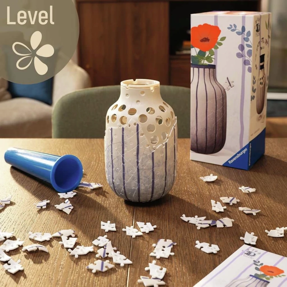3D Puzzle Vase - Stripes Blue