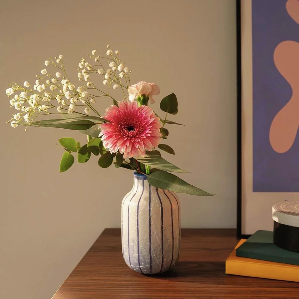 3D Puzzle Vase - Stripes Blue