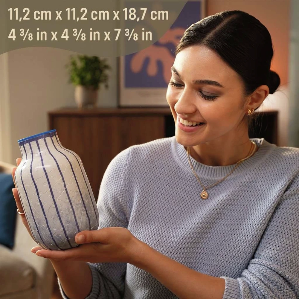 3D Puzzle Vase - Stripes Blue