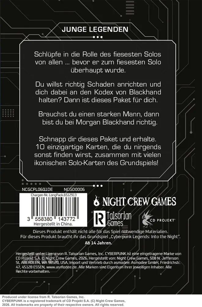 Cyberpunk Legends: Into the Night - Blackhand - Erweiterungsdeck - DE