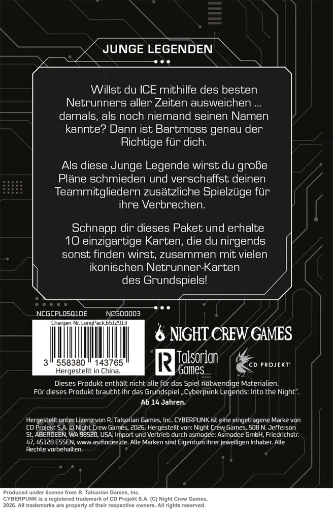 Cyberpunk Legends: Into the Night - Bartmoss - Erweiterungsdeck - DE