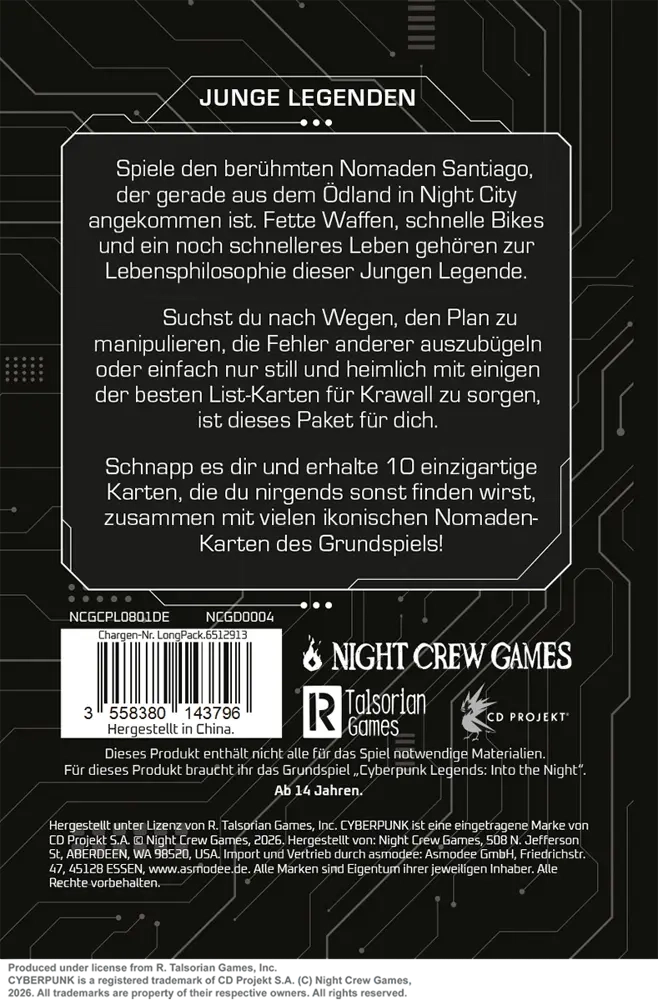 Cyberpunk Legends: Into the Night - Santiago - Erweiterungsdeck - DE