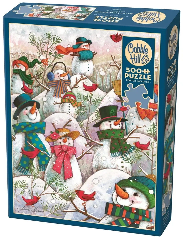 Hill of a Lot of Snowmen - Janet Stever - 500 Teile