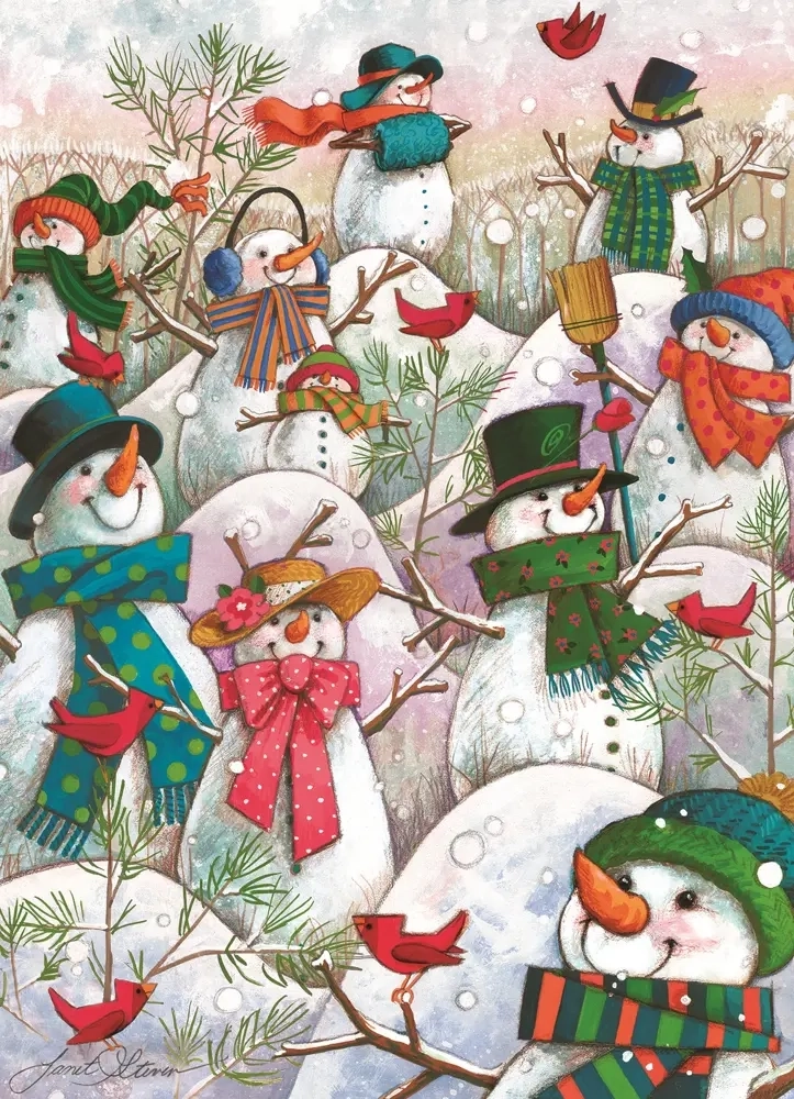 Hill of a Lot of Snowmen - Janet Stever - 500 Teile