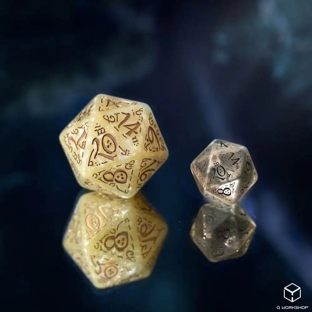 Elvish Jumbo-Würfelset - Schimmernd Beige & Kupfer - 7 Würfel