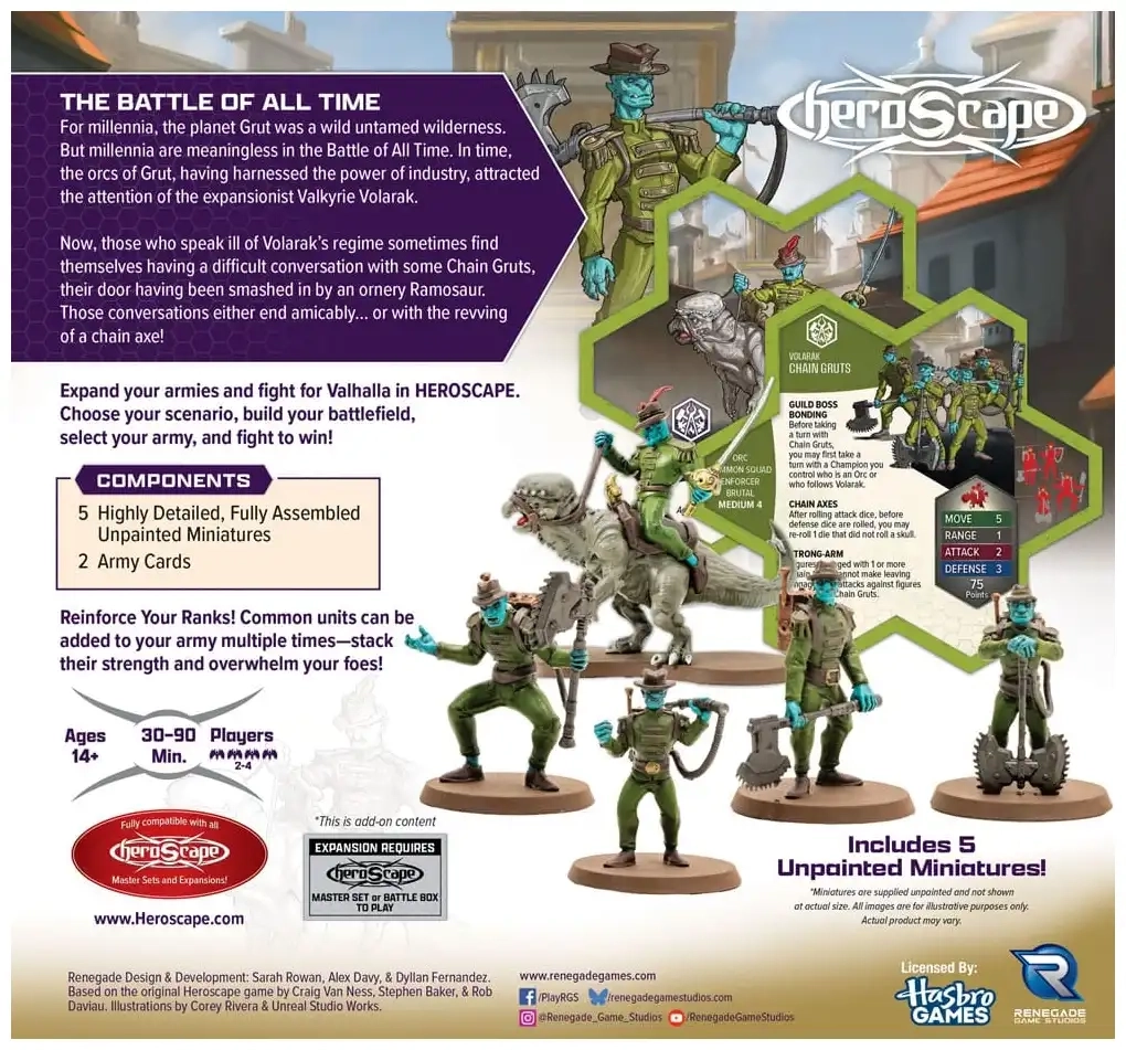 Heroscape: Chain Gruts and Ramosaur Rider - Armeeerweiterung - Unbemalt - EN
