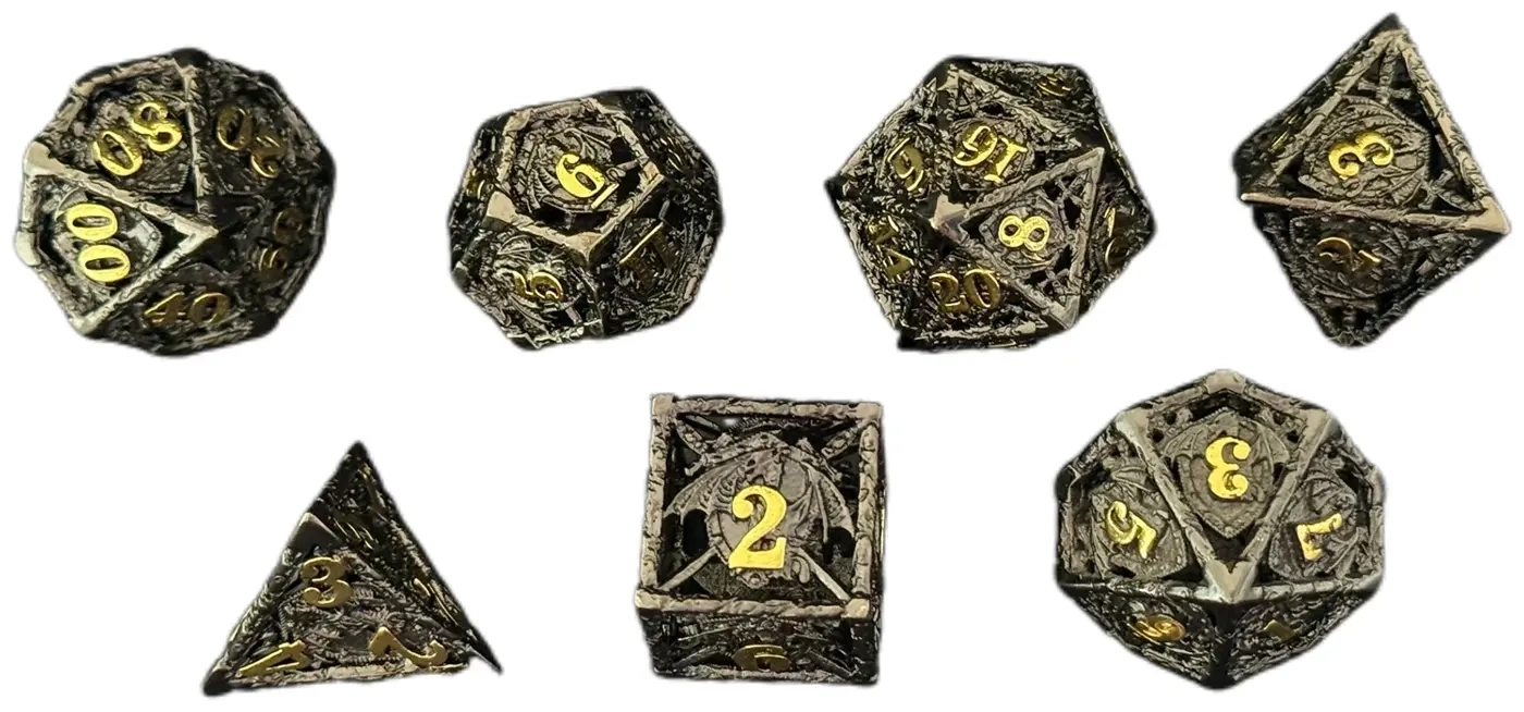 Würfelset Hohlmetall: Dragon Noir - 7 Würfel