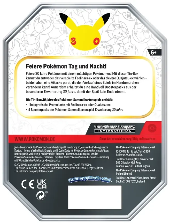 Pokémon: 30th Celebration ex Tin Feelinara - DE