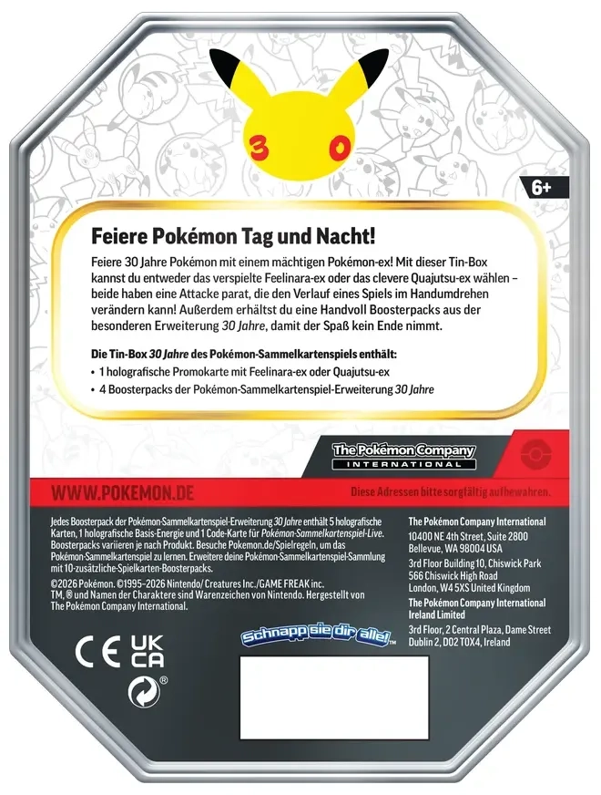 Pokémon: 30th Celebration ex Tin Quajutsu- DE