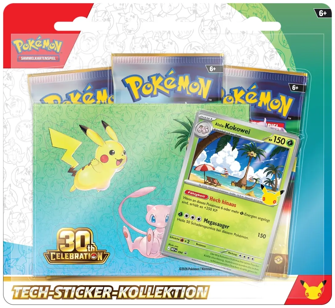 Pokémon: 30th Celebration Tech Sticker Collection Alola-Kokowei - DE