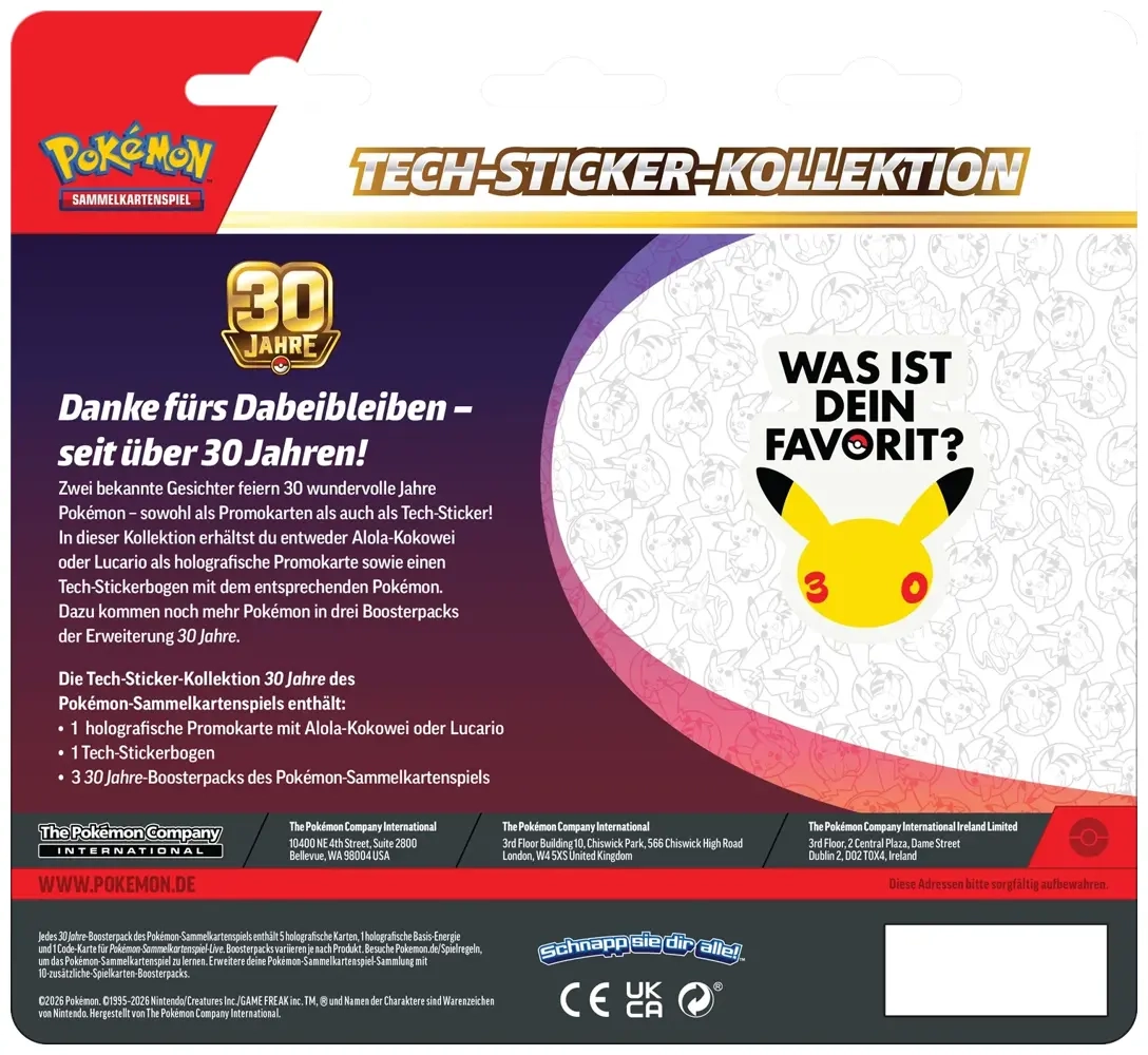 Pokémon: 30th Celebration Tech Sticker Collection Lucario - DE