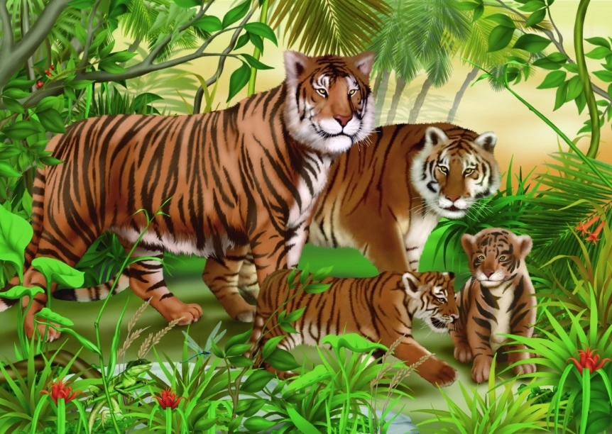 Tigerfamilie im Jungle