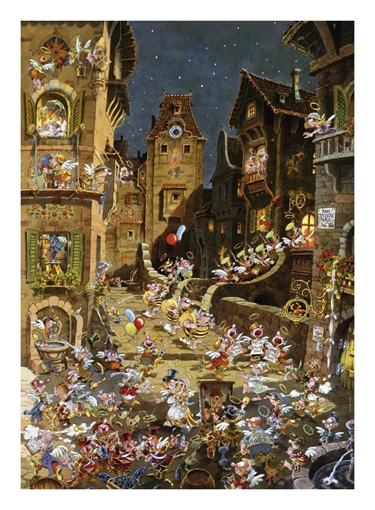 Romantische Stadt bei Nacht
