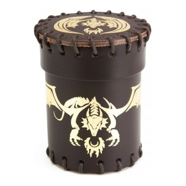 Flying Dragon Leather Dice Cup Brown & Golden