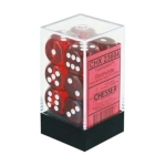 Translucent 16mm d6 Red/white Dice Block (12 dice)