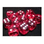 Translucent 16mm d6 Red/white Dice Block (12 dice)